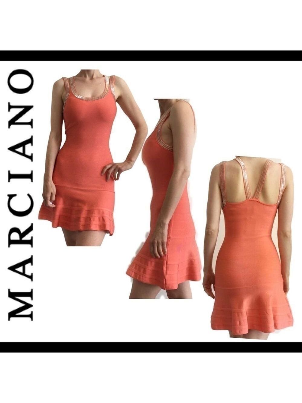 Marciano Coral Beaded Fit & Flare Bandage Dress - Picture 1 of 13